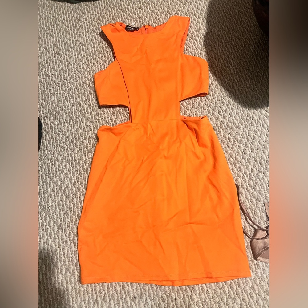 bebe Vibrant Orange Backless Dress